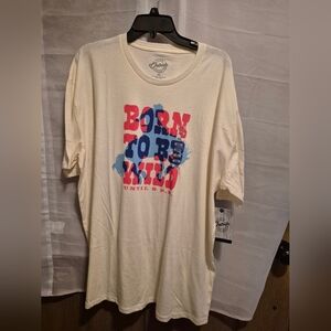 NWT Men's Cream 2XL Shirt With Born to Be Wild Graphic